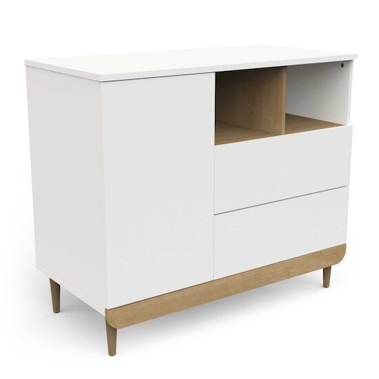 Scandinave Commode 1 porte + 2 tiroirs Blanc  de CBA Meubles