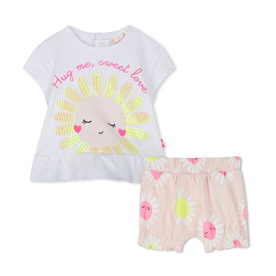 Ensemble T-shirt + short en coton Marguerite  de Billieblush