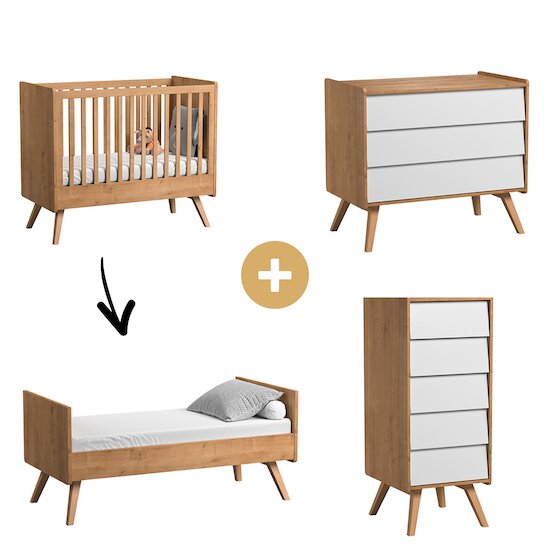 Chambre Vintage : Lit 70x140+ armoire + commode   de Vox Chambre Vintage : Lit 70x140+ armoire + commode   de Vox