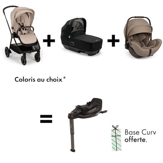 Offre Nuna : Base Curv OFFERTE pour l'achat d'une Poussette Triv Next + Nacelle Cari Next + Siège auto Arra Flex   de Nuna