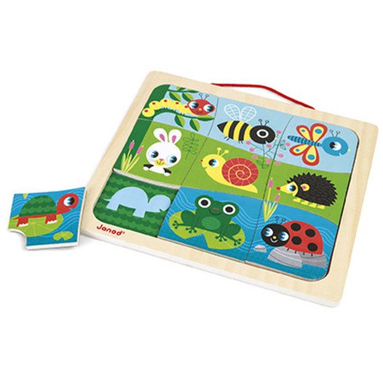 Magneto puzzle happy garden bois   de Janod