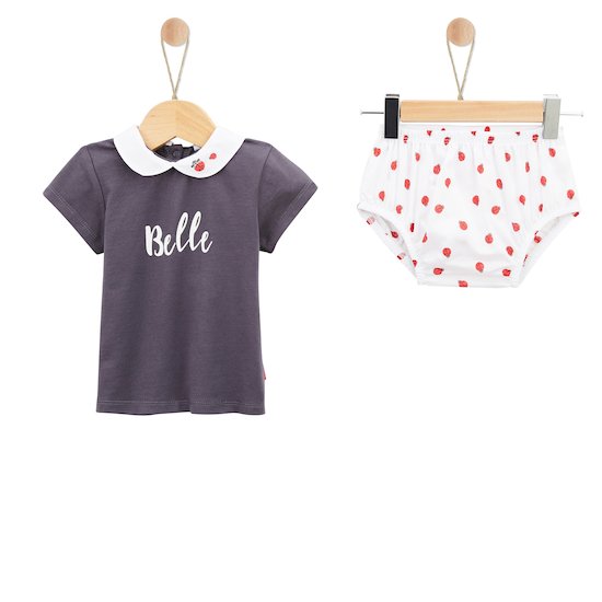 Panda & Coccinelle Haut + Bloomer Gris  de P'tit bisou