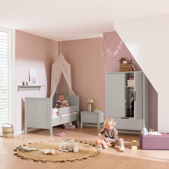 Levke Armoire 2 portes + 1 tirroir Gris Galet  de Paidi Levke Armoire 2 portes + 1 tirroir Gris Galet  de Paidi