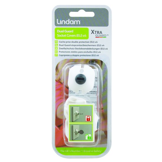 Lindam Xtra Guard Dual Guard Plug Socket Covers Baby Safe X 4 Livraison gratuite 