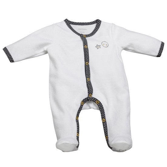 Babyfan pyjama en velours Blanc/Gris  de Sauthon Baby's Sweet Home