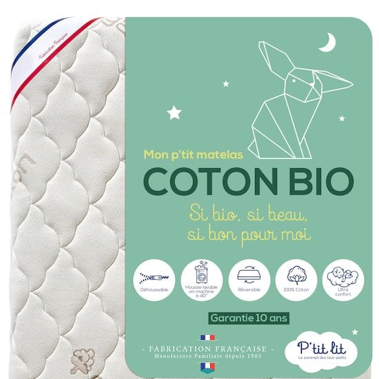 Mon P'tit Matelas Coton Bio  60 x 120 cm de P'tit lit