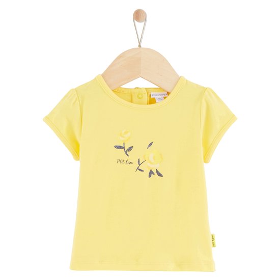 Tee-shirt manches courtes Trop Chou Jaune citron 6 mois de P'tit bisou
