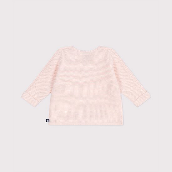 Cardigan tricot point mousse en coton Rose fleur  de Petit Bateau Cardigan tricot point mousse en coton Rose fleur  de Petit Bateau