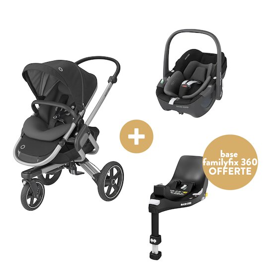 Offre Maxi-Cosi : La base FamilyFix 360 est offerte pour l'achat d'une poussette Nova et d'un siège auto Pebble 360   de Maxi-Cosi