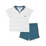 Ensemble deux pièces en coton t-shirt rayé et short uni