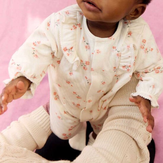 Combinaison en coton à volants Milk & imprimé fleurs  de Petit Bateau