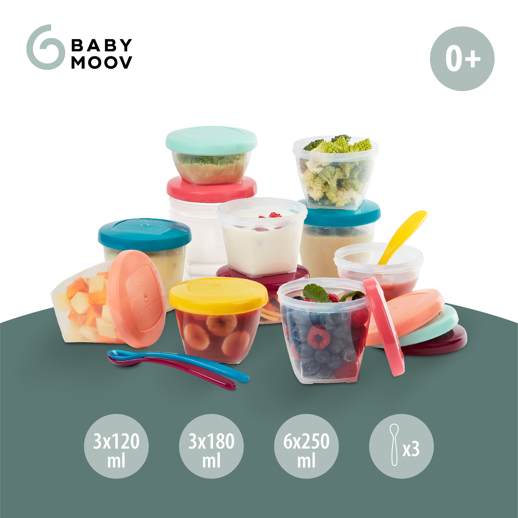 Babymoov - Babybol Lot de 4 petits pots de conservation hermétiques pour  bébé 180 ml • Cooking for my baby