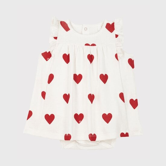 Robe body en coton bio Imprimé cœur  de Petit Bateau