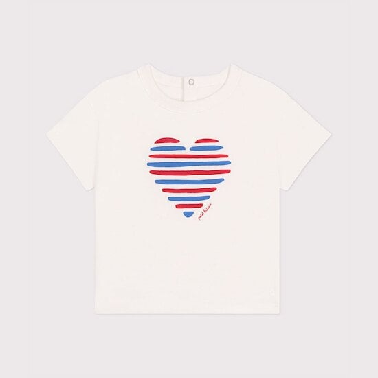 T-shirt bébé en coton à manches courtes uni Blanc Marshmallow 18 mois de Petit Bateau