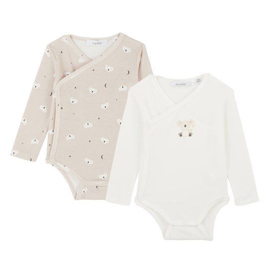 Lot 2 bodies Petit Koala Écru/Beige 9 mois de Marèse