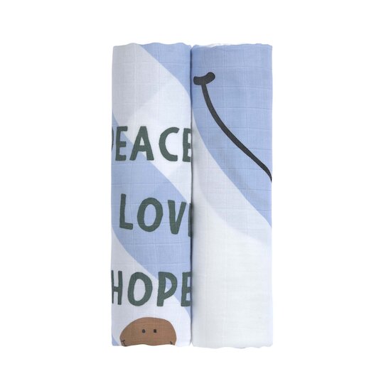 Lot de 2 langes d'emmaillotage XL Bleu ciel  de Lässig Lot de 2 langes d'emmaillotage XL Bleu ciel  de Lässig