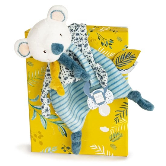 Yoca Le Koala Attache-Sucette Blanc/bleu  de Doudou et Compagnie