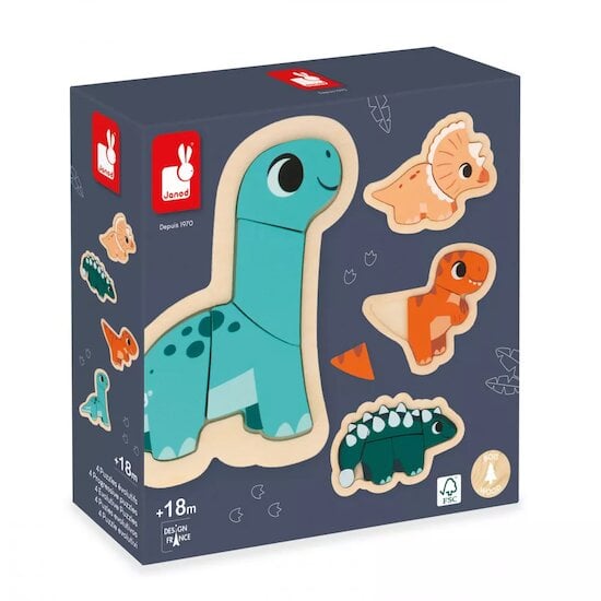 Janod - Puzzle tactile - Premiers Animaux (4 pcs) - Le Petit Zèbre