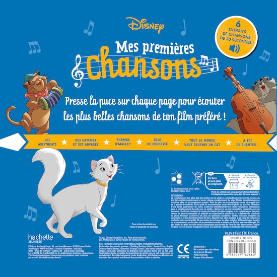 Les Aristochats - Mes premières chansons - Livre sonore   de Hachette Jeunesse Disney Les Aristochats - Mes premières chansons - Livre sonore   de Hachette Jeunesse Disney