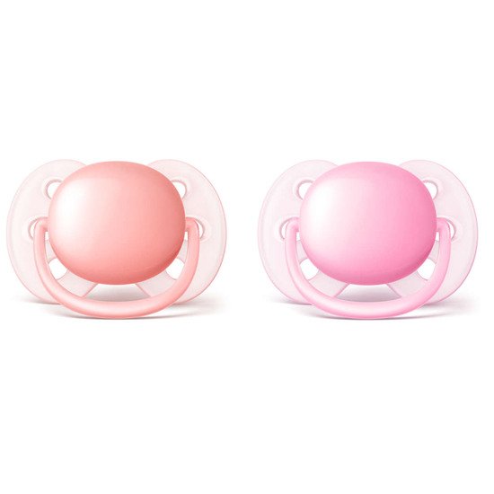 Lot de 2 sucettes peach douce Uni Rose 0-6 mois de Philips AVENT