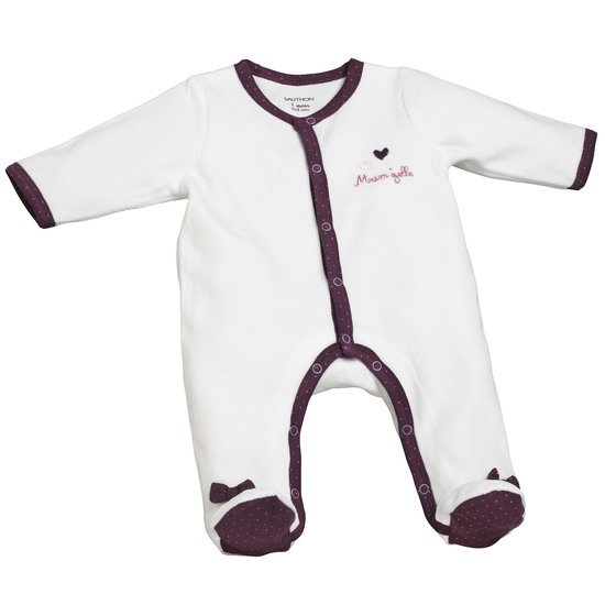 Mam'zelle Bou pyjama en velours Blanc Naissance de Sauthon Baby's Sweet Home