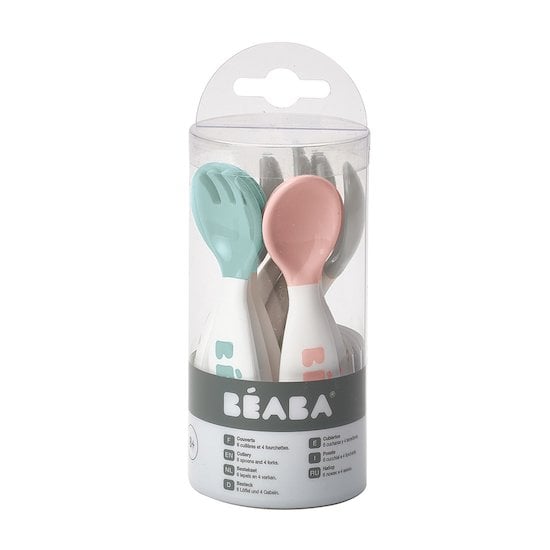 BÉABA, Set de 3 Couverts Enfant d'Apprentissage - Inox - 2ème Âge