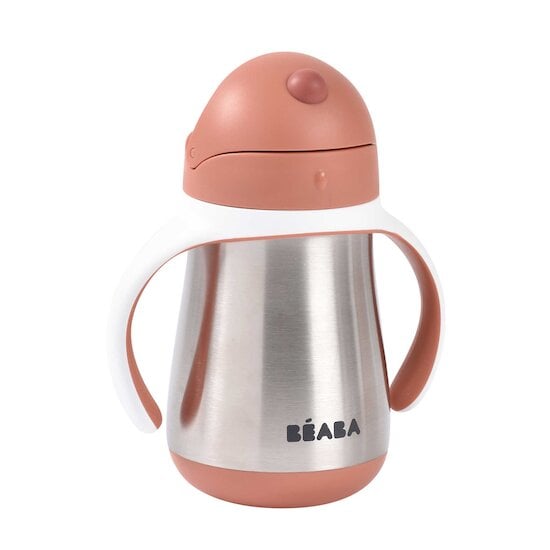 Tasse en inox avec paille Terracotta 250 ml de Béaba Tasse en inox avec paille Terracotta 250 ml de Béaba