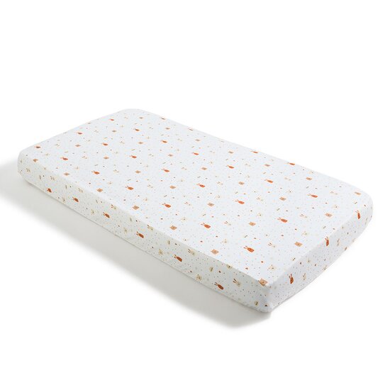 Drap housse Jersey Lune & Lapin 70 x 140 cm de Petit à petit