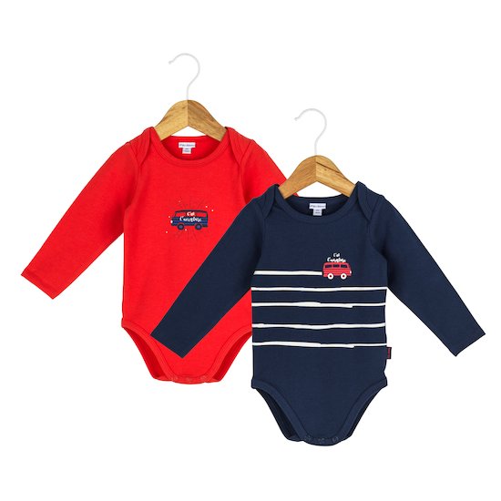 Lot 2 bodies Marin d'hiver Rouge/Bleu  de P'tit bisou