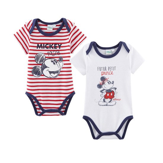 Lot de 2 bodies manches courtes Bébé Garçon Mikey 12 mois de Disney Baby