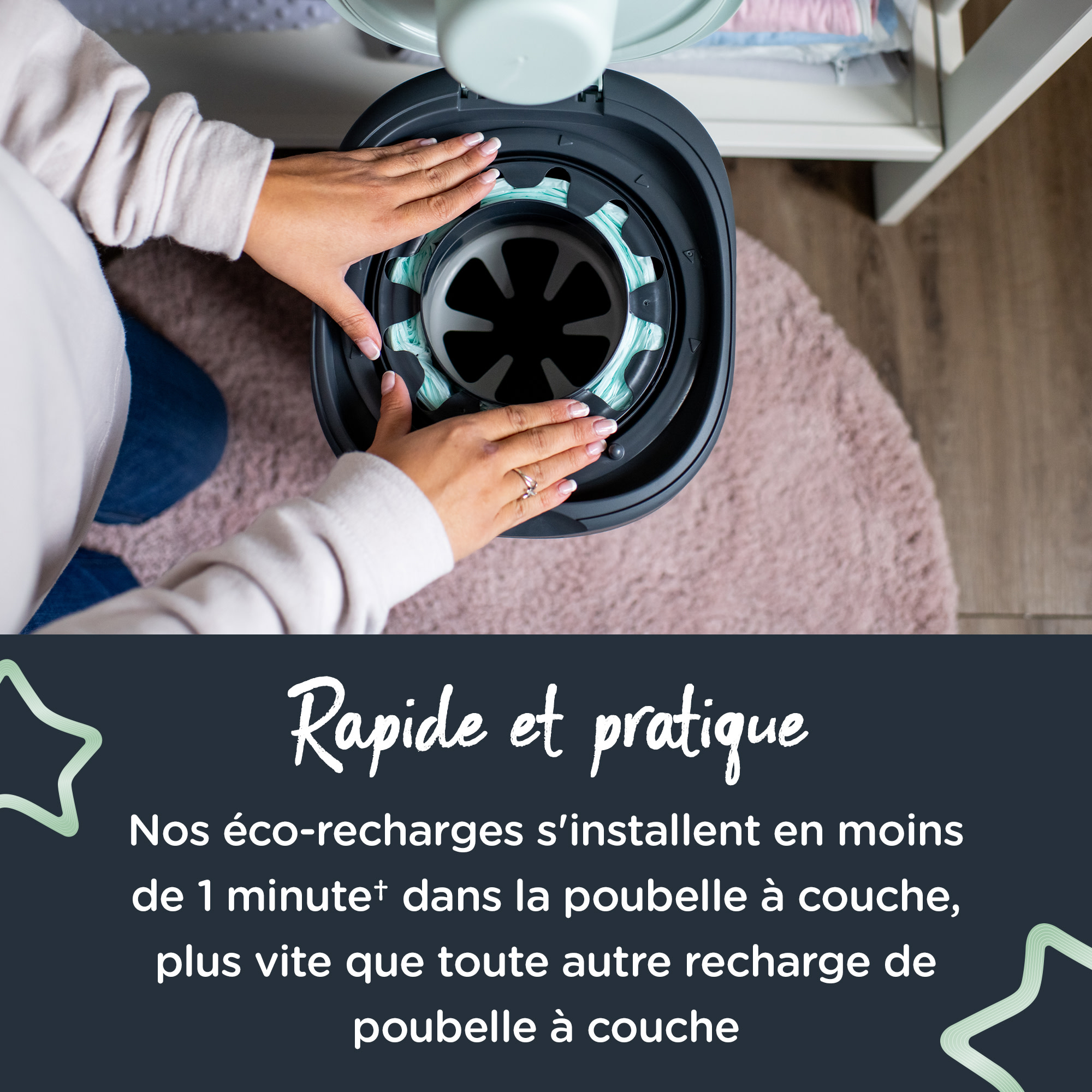 Poubelle à couches tommee tippee twist and click + 2 recharges