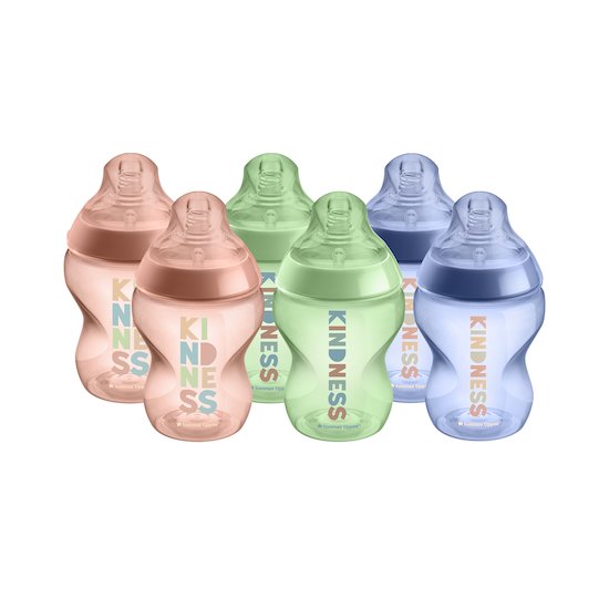 Lot de 6 Biberons Closer to Nature, Tétine Imitant le Sein Maternel Be Kind 260 ml de Tommee Tippee