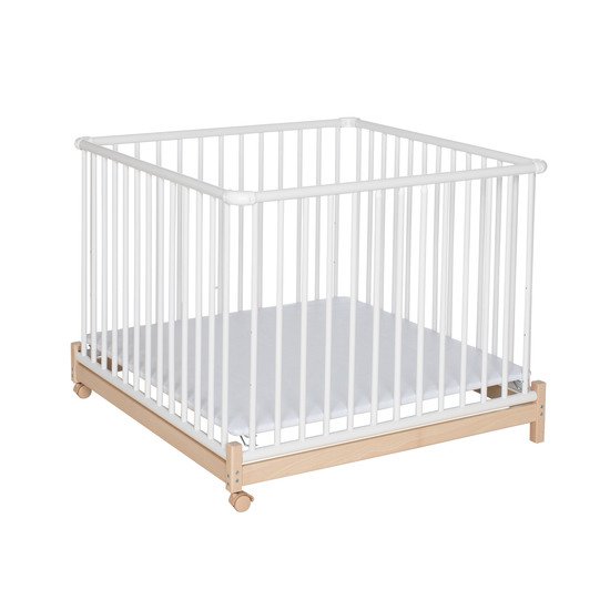 Parc bébé en bois hêtre à roulettes belami fond étoilé - 97x97 cm - geuther  GEUTHER Pas Cher 