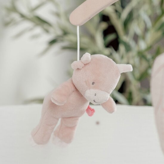 Mobile musical avec bras en bois Fluffy, Orso et Lily Beige  de Noukies