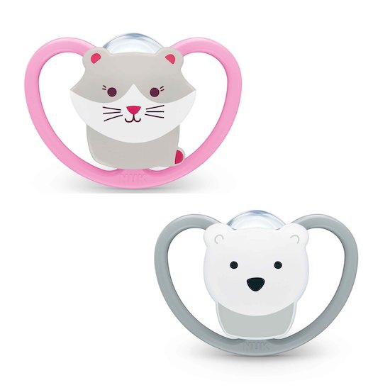 Lot de 2 sucettes Space Chat / Ours 0-6 mois de Nuk