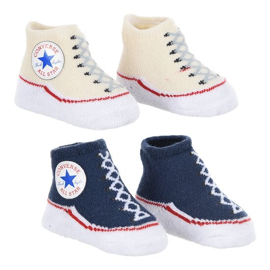 Lot 2 Chaussons Bleu/Beige 6-12 mois de Converse