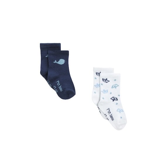 Plage Lot 2 Paires de chaussettes Bleu/Blanc  de P'tit bisou