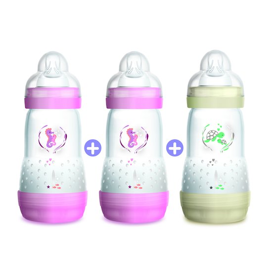 Lot de 3 biberons Easy Start 260ml Rose  de Mam