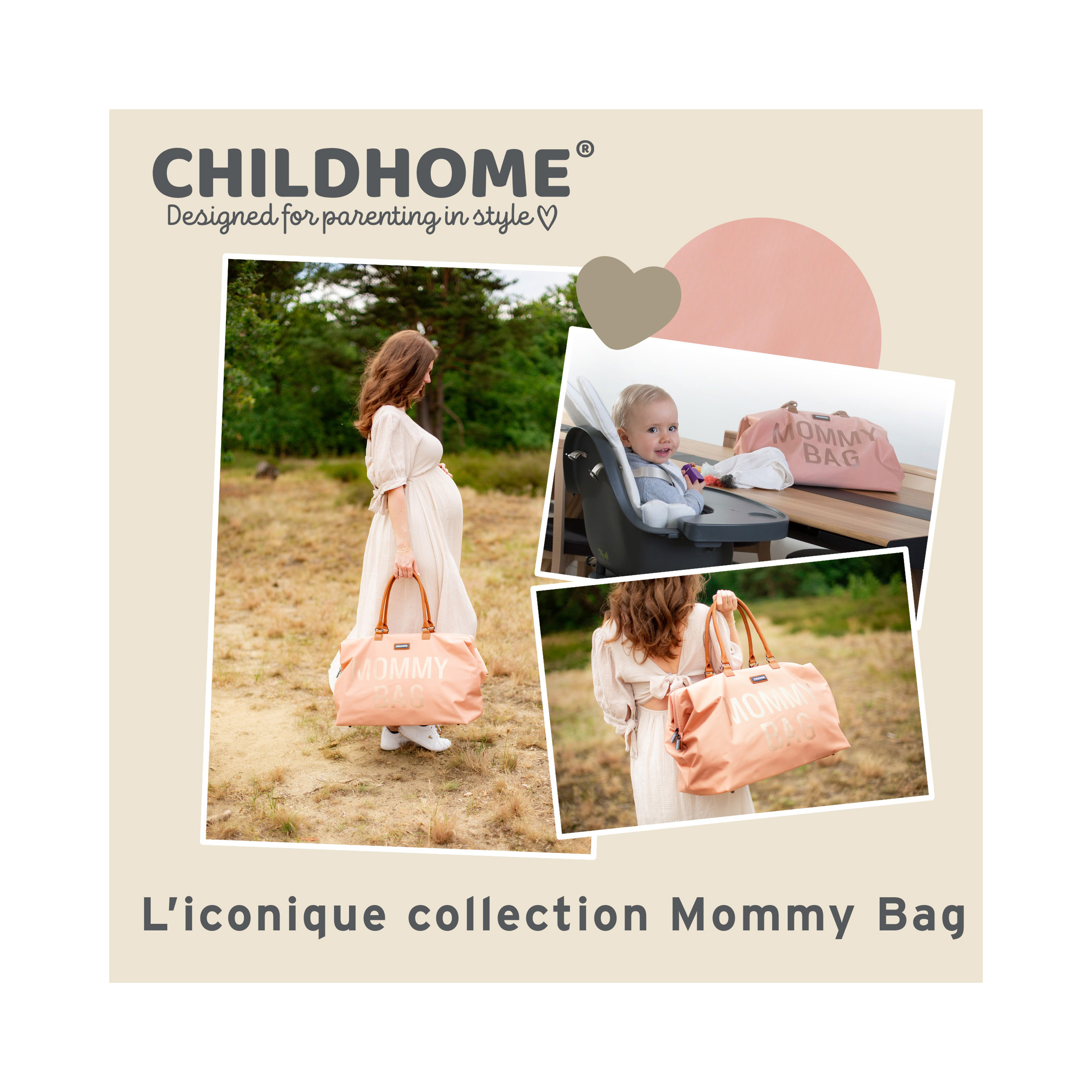 Sac à langer Mommy Bag Pink de Childhome, Sacs à langer : Aubert