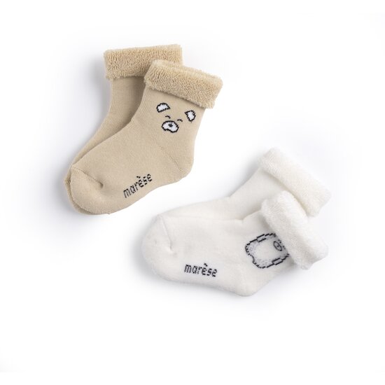 Milk Caramel Lot de 2 paires de chaussettes Visage ours  de Marèse