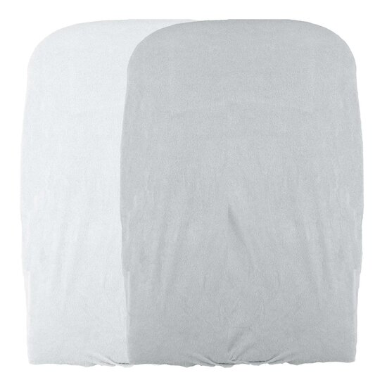 Lot 2 housses matelas à langer Blanc / Perle  de Domiva
