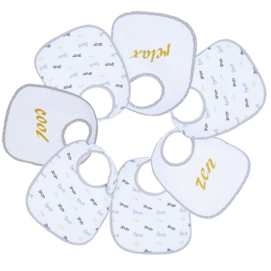 Lot de 7 bavoirs naissance Baby cool  de Trois Kilos Sept