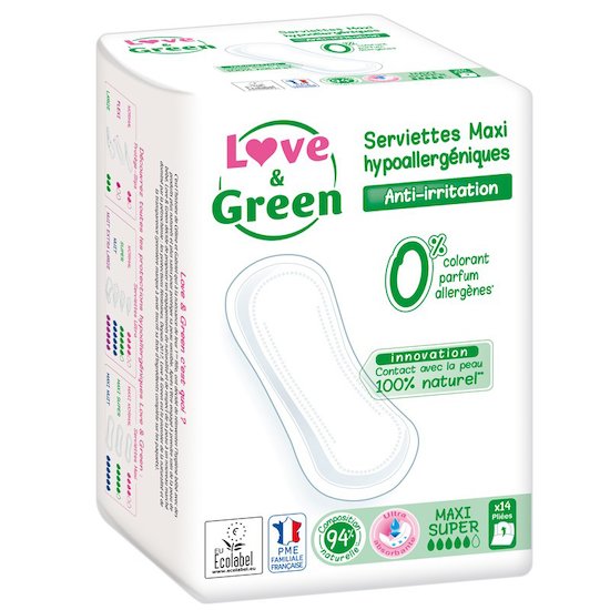 Serviettes hygièniques Maxi super   de Love & Green