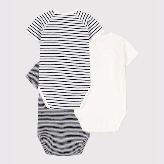 Lot 3 bodies croisés manches courtes Rayures  de Petit Bateau Lot 3 bodies croisés manches courtes Rayures  de Petit Bateau