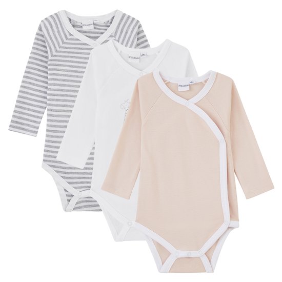 Lot 3 bodies Rose/Gris Naissance de P'tit Bisou Petit Prix