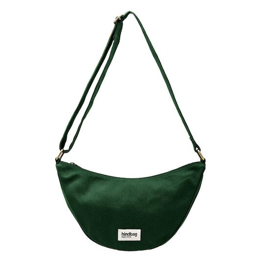 Sac banane demi-lune Andrea Velours Vert sapin  de Hindbag