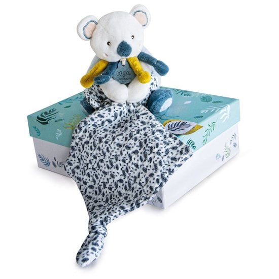 Yoca Le Koala Pantin avec doudou Blanc/bleu  de Doudou et Compagnie Yoca Le Koala Pantin avec doudou Blanc/bleu  de Doudou et Compagnie