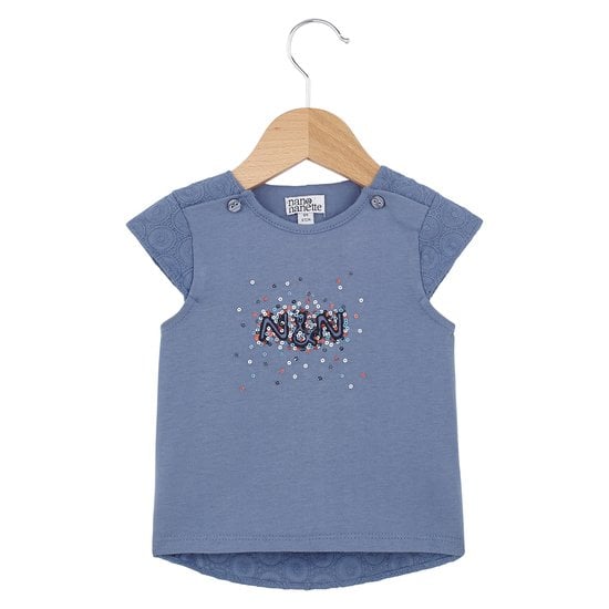 T-shirt bi-matière collection English Summer Camp Fille Bleu Prince 24 mois de Nano & nanette