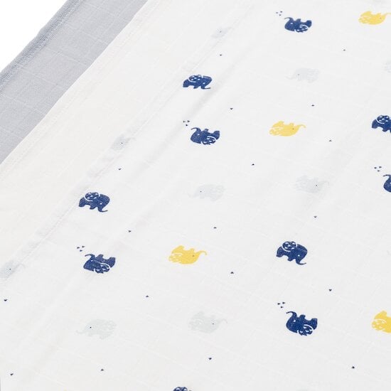 Lot 3 Langes Coton Bleu Morning 70 x 70 cm de P'tit bisou Lot 3 Langes Coton Bleu Morning 70 x 70 cm de P'tit bisou