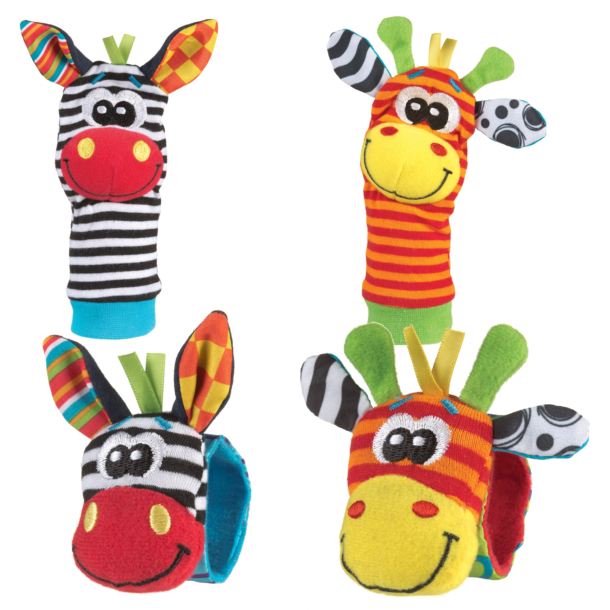 4pcs bébé poignet et chaussettes hochet jouets ensemble poupées de peluche animaux de dessin animé avec anneau cloche pour les tout-petits #1 